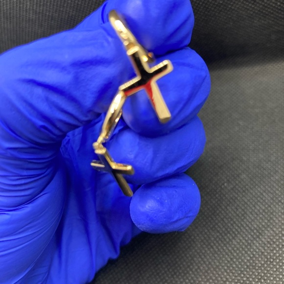 14K Gold Cross Earrings - Picture 4 of 12